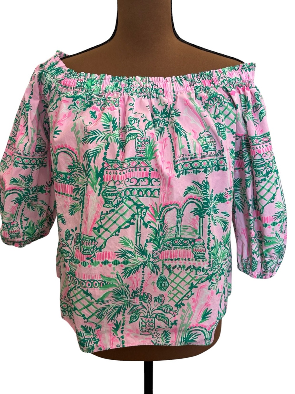Lilly Pulitzer Winifred Off-The-Shoulder Top Mandevilla Baby Always Worth It M - Picture 4 of 9